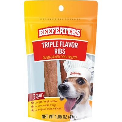 Golosinas para perros con triple sabor, costillas, 1.65 oz, caja de 12