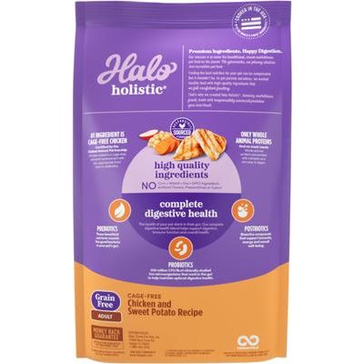 Alimento seco para perros adultos Holistic Complete Digestive Health, sin cereales, con pollo y batata, bolsa de 1,6 kg