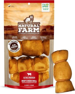 5 to 6-inch Cheek Roll Peanut Butter Flavor Dog Chews, 4 count