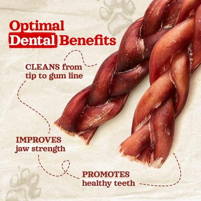 12-inch Braided Bully Stick Dog Treats, 5 count