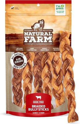 12-inch Braided Bully Stick Dog Treats, 5 count