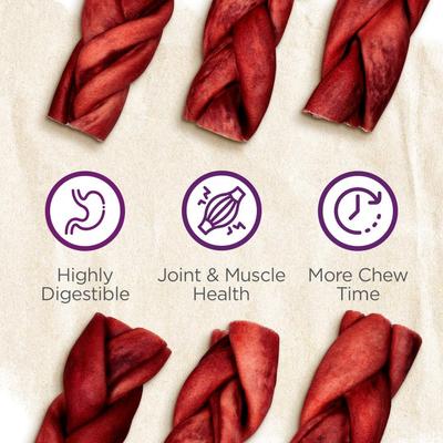 12-inch Braided Super Collagen Dog Chew Treats, 5 count