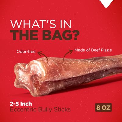 2 to 5-inch Eccentric Bully Sticks Dog Treats, 8-oz bag
