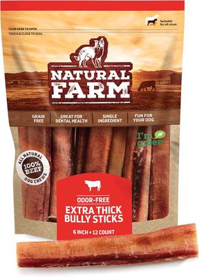 6-inch Extra Thick Bully Sticks Dog Treats, 2 count