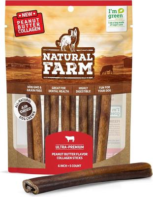Collagen 6-inch Stick Peanut Butter Flavor Dog Chews, 100 count