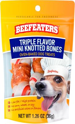 Triple Flavor Mini Knotted Bone Jerky Dog Treat, 1.26-oz, case of 12
