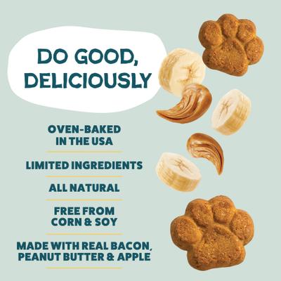 Galletas crujientes para perros con sabor a mantequilla de maní y yogur, caja de 12 oz