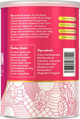 Digestion Grass-Fed Beef Bone Broth Powdered Dog Food Topper, 7-oz jar