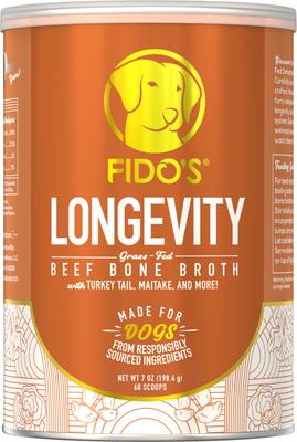Longevity Grass-Fed Beef Bone Broth Powdered Dog Food Topper, 7-oz jar