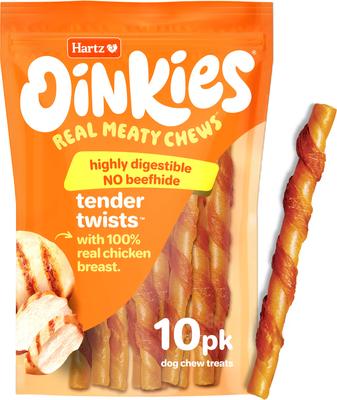 Oinkies Tender Twists with 100% Real Chicken Breast Rawhide-Free Natural Dog Treats, 18 count