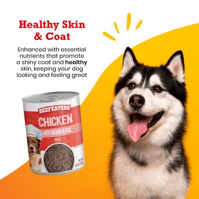 Chicken with Salmon & Rice Pate Wet Dog Food, 13.2-oz can, case of 12