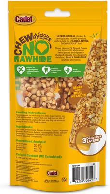 Chewalicious Layered 'N Dipped Crunchy Sticks - Masticables para perros con sabor a cacahuete, 2 unidades