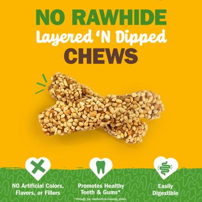 Chewalicious Layered 'N Dipped Crunchy Sticks - Masticables para perros con sabor a cacahuete, 2 unidades