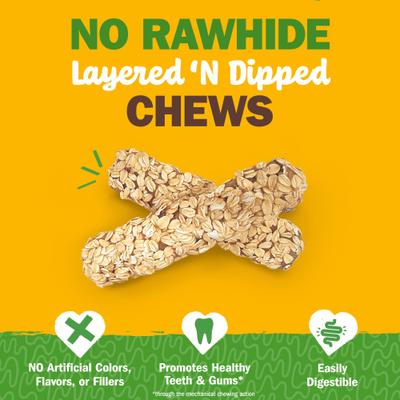 Chewalicious Layered 'N Dipped Natural Crunchy Sticks Oat Flavor Dog Chews, 2 count