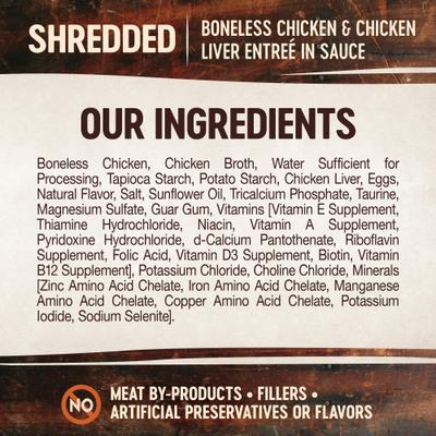 CORE Signature Selects Shredded Boneless Chicken & Chicken Liver Entree in Sauce Grain-Free Natural Canned Cat Food, 2.8-oz, case of 4