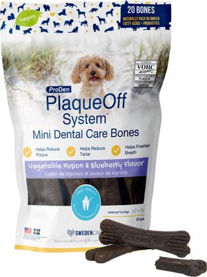 PlaqueOff System Vegetable Fusion Flavored Mini Dental Bone Dog Treats, 20 count