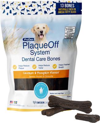 PlaqueOff System Turkey & Cranberry Flavored Dental Bone Dog Treats, 13 count