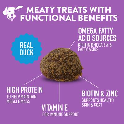 Skin & Coat Meatballs Duck Recipe Grain-Free Dog Treats, 14-oz bag
