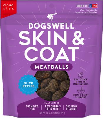 Skin & Coat Meatballs Duck Recipe Grain-Free Dog Treats, 14-oz bag