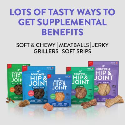 Premios para perros Hip & Joint Jerky Beef Recipe sin cereales, bolsa de 10 oz