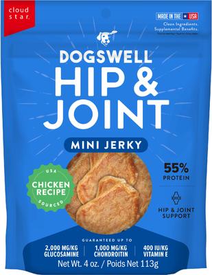 Hip & Joint Mini Jerky Chicken Recipe Grain-Free Dog Treats, 4-oz bag