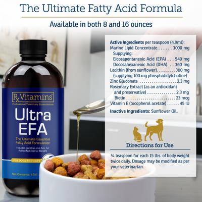 Ultra EFA Liquid Skin & Coat Supplement for Cats & Dogs, 16-fl oz bottle