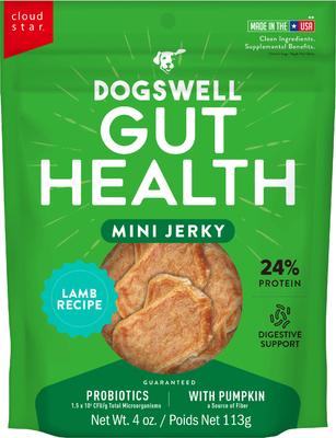 Gut Health Mini Jerky Lamb Recipe Grain-Free Dog Treats, 4-oz bag