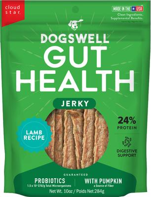 Gut Health Jerky Lamb Recipe Grain-Free Dog Treats, 10-oz bag