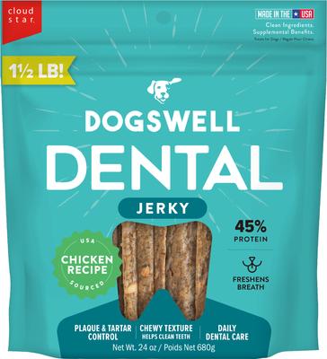 Dental Jerky Chicken Recipe Grain-Free Dog Treats, 12-oz bag