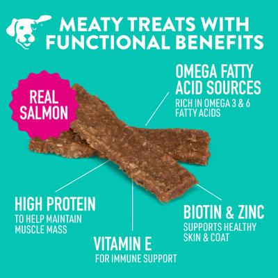 Premios para perros sin cereales con receta de salmón cecina Skin & Coat, bolsa de 10 oz