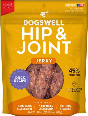 Hip & Joint Jerky Duck Recipe Grain-Free Dog Treats, 10-oz bag