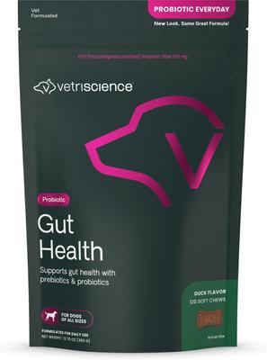 Probiotic Everyday Gut Health Duck Flavored Chews Probiotic Supplement for Dogs, 120 count