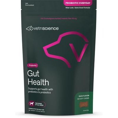 Probiótico para perros: masticables con sabor a pato para la salud intestinal diaria (120 unidades)