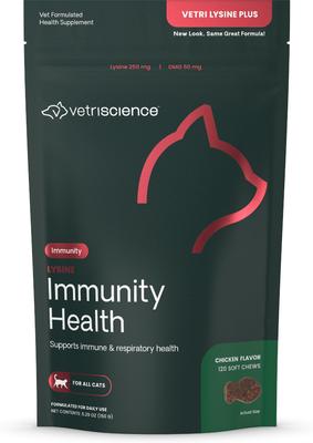 Lysine Plus Lysine Immunity Health - Masticables con sabor a pollo - Suplemento inmunológico para gatos, 120 unidades