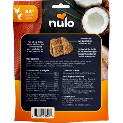 Premios funcionales para cachorros de pollo y salmón en bolsa de 5 oz