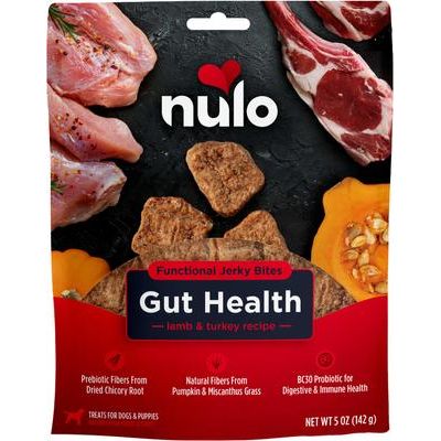 Premios funcionales para perros con carne seca de res y salmón para un corazón saludable, bolsa de 5 oz