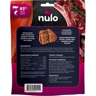 Premios funcionales para perros con carne seca de res y salmón para un corazón saludable, bolsa de 5 oz