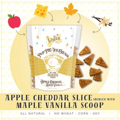 Pup-PIE & Ice Cream Slices Apple Cheddar with Maple & Vanilla Dog Treats, 5-oz pouch