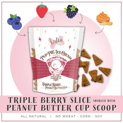 Pup-PIE & Ice Cream Slices Triple Berry with Peanut Butter Dog Treats, 5-oz pouch