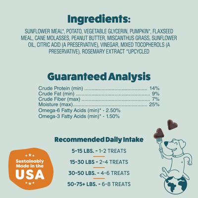 Peanut Butter & Pumpkin Soft Baked Dog Treats, 6-oz bag