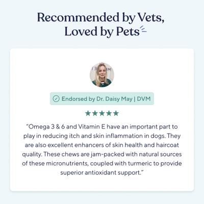 Suplemento masticable para la piel y el pelaje de perros con sabor a pavo y tocino, 30 unidades