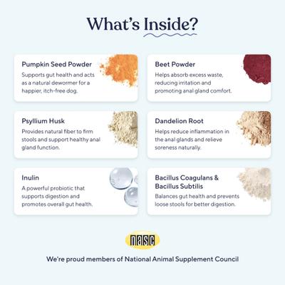 Suplemento para la glándula anal con sabor a mantequilla de maní para perros, 30 unidades