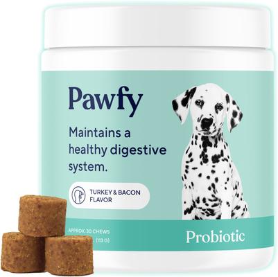 Turkey & Bacon Flavored Chews Probiotic Supplement for Dogs, 30 count, 90 count
