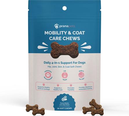 Mobility & Coat Care Chews Joint Supplement for Dogs, 90 count bag