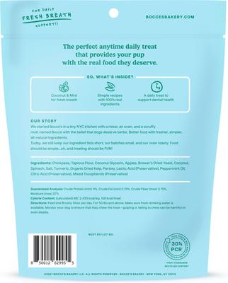 Premios dentales para perros Dailies Brushy Sticks, con receta grande de coco y menta, bolsa de 16 oz