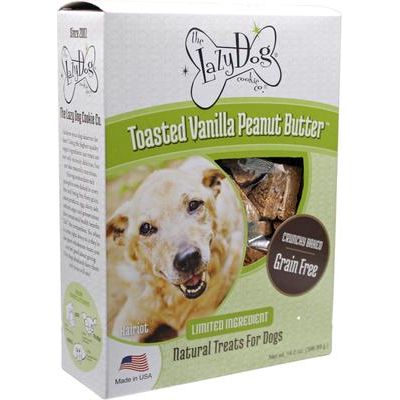 Galletas crujientes horneadas con mantequilla de cacahuete y vainilla tostada sin cereales para perros, con ingredientes limitados, caja de 14 oz