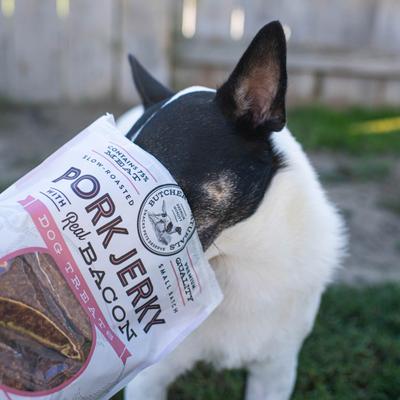 Premios para perros con carne seca de cerdo y tocino asados a fuego lento, bolsa de 16 oz