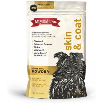 The Missing Link, Skin & Coat Supplement Powder for Dogs, omega-3 + omega-6 + probióticos, 454 g / 2.27 kg.