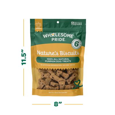 Galletas crujientes de calabaza para perros Nature's Biscuits, bolsa de 16 oz