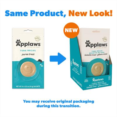 Bundle: Applaws Fish Selection Mousse Variety Pack Limited Ingredient Wet Food, 2.47-oz pouch, case of 12 + Tuna Puree Lickable Cat Treats, 0.5-oz tube, 6 count